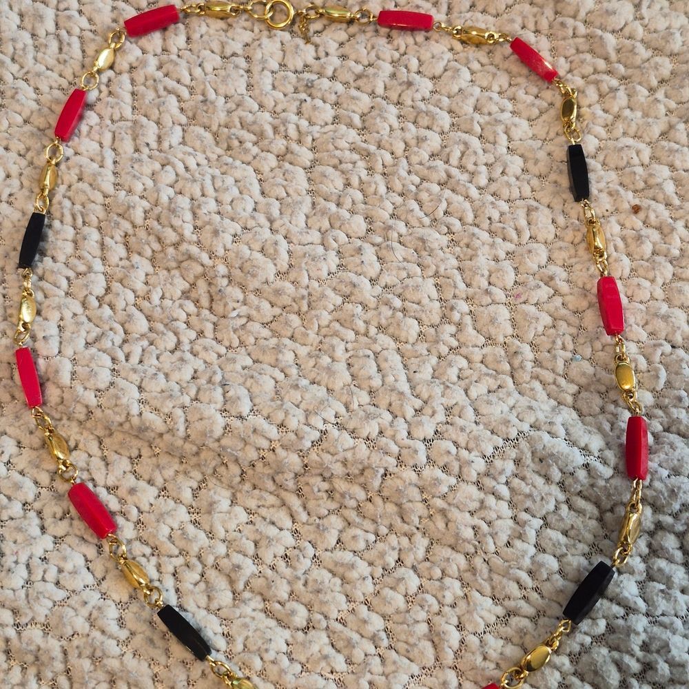 ​Vintage 1980s Trifari Geometric Bar Bead Necklace